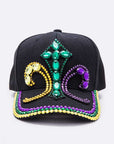 Mardi Gras Fleur De Lis Stone Embellished Cap