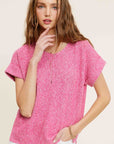 La Miel Soft Lightweight V-Neck Short Sleeve Sweater Top