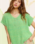 La Miel Soft Lightweight V-Neck Short Sleeve Sweater Top