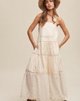 Listicle Laced and Tiered Romantic Overall Maxi Dress