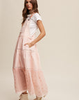 Listicle Laced and Tiered Romantic Overall Maxi Dress