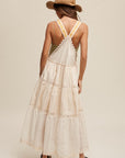 Listicle Laced and Tiered Romantic Overall Maxi Dress