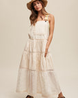 Listicle Laced and Tiered Romantic Overall Maxi Dress