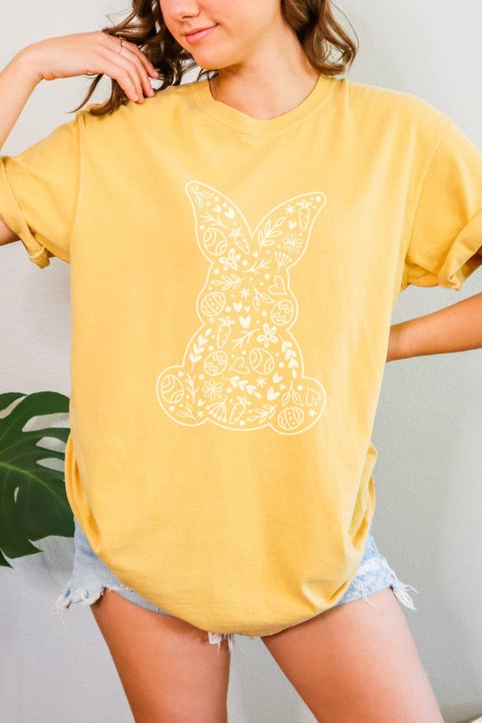 PLUS Floral Bunny Easter Comfort Colors Graphic Tee