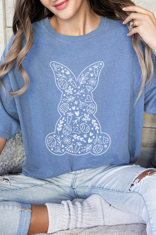 PLUS Floral Bunny Easter Comfort Colors Graphic Tee
