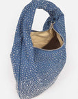 Micro Studs Convertible Denim Hobo Bag