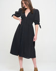 Jade By Jane 3/4 Puff Sleeve Button Down Midi Dress PLUS