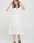 Jade By Jane 3/4 Puff Sleeve Button Down Midi Dress PLUS