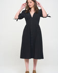 Jade By Jane 3/4 Puff Sleeve Button Down Midi Dress PLUS