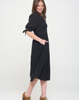 Jade By Jane 3/4 Puff Sleeve Button Down Midi Dress PLUS