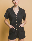 Love Tree Linen Button Down Romper