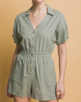 Love Tree Linen Button Down Romper