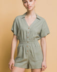 Love Tree Linen Button Down Romper