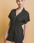 Love Tree Linen Button Down Romper