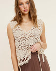 La Miel Self Side Tie Detailed Crochet Vest Top