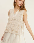 La Miel Self Side Tie Detailed Crochet Vest Top