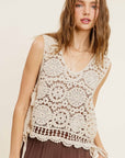 La Miel Self Side Tie Detailed Crochet Vest Top