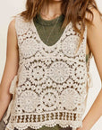 La Miel Self Side Tie Detailed Crochet Vest Top