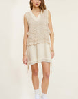 La Miel Self Side Tie Detailed Crochet Vest Top