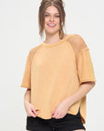 Jade By Jane PLUS Mineral Washed Short Sleeve Fishnet Top