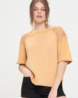 Jade By Jane PLUS Mineral Washed Short Sleeve Fishnet Top