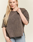 Jade By Jane PLUS Mineral Washed Short Sleeve Fishnet Top