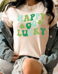 Happy Go Lucky Clover St Patricks PLUS Graphic Tee