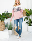 e Luna Floral Mixed Colorblock Top