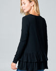 e Luna Ruffle Bottom Long Sleeve Tunic