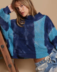 POL Mock Neck Color Block Sweater