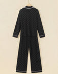 Black Polka Dot Button-Front Pajama Set