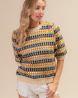 BiBi Multi Color Half Sleeve Sweater