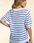 Haptics Letter Embroidery Striped Knit Top