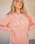 And The Why WIFEY & Heart Round Neck Sweater