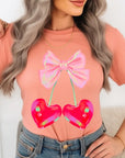 Cherry Pink Bow Soft Girl Era Graphic T Shirts