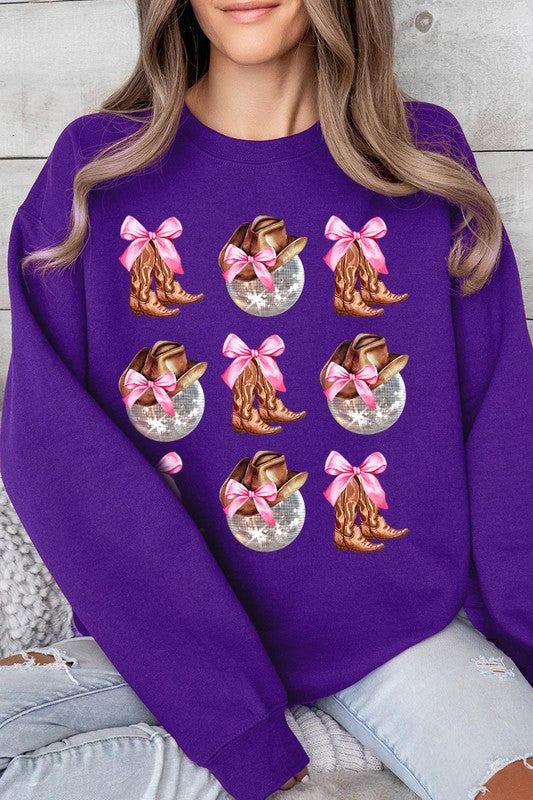 Cowgirl Boots Ribbon Graphic Fleece Sweatshirts