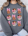 Cowgirl Boots Ribbon Graphic Fleece Sweatshirts