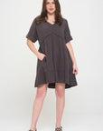 Jade By Jane PLUS Short Sleeve Button Down V-Neck Dress