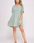 Jade By Jane PLUS Short Sleeve Button Down V-Neck Dress