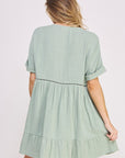 Jade By Jane PLUS Short Sleeve Button Down V-Neck Dress