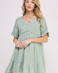 Jade By Jane PLUS Short Sleeve Button Down V-Neck Dress