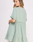 Jade By Jane PLUS Short Sleeve Button Down V-Neck Dress