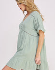 Jade By Jane PLUS Short Sleeve Button Down V-Neck Dress