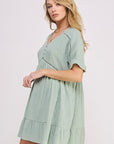 Jade By Jane PLUS Short Sleeve Button Down V-Neck Dress