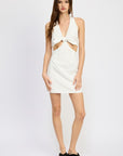 Emory Park Halter Neck Embroidered Mini Dress