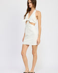 Emory Park Halter Neck Embroidered Mini Dress