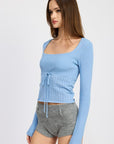 Emory Park Pointelle Ribbed Top