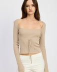 Emory Park Pointelle Ribbed Top