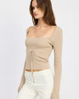 Emory Park Pointelle Ribbed Top