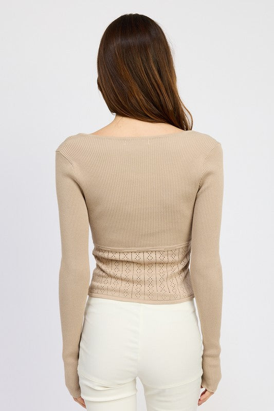 Emory Park Pointelle Ribbed Top